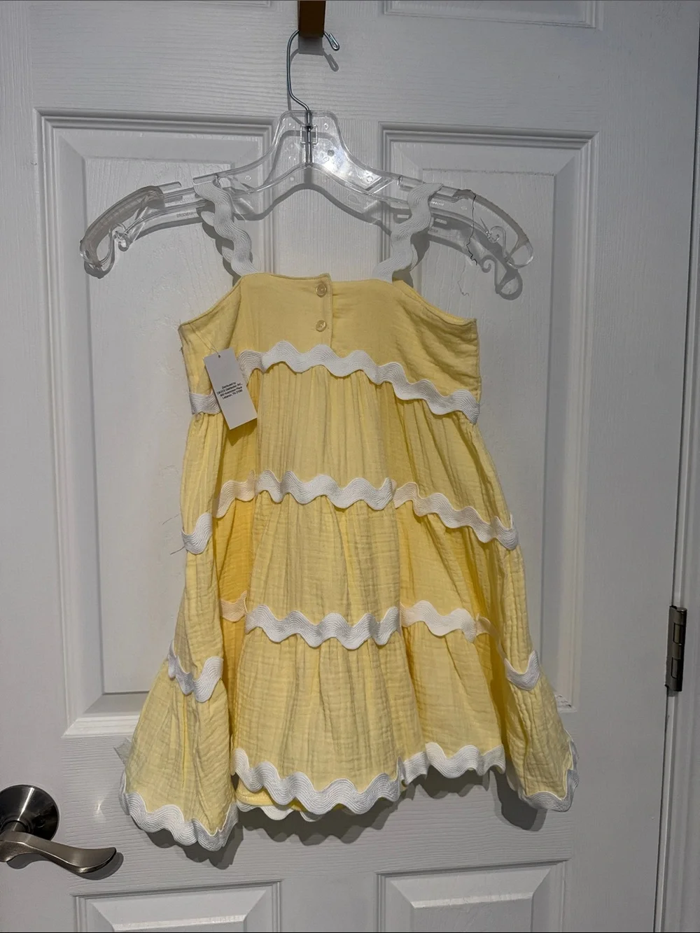 NWT Girls Yellow Tiered Sundress with White Trim. Size 4T.